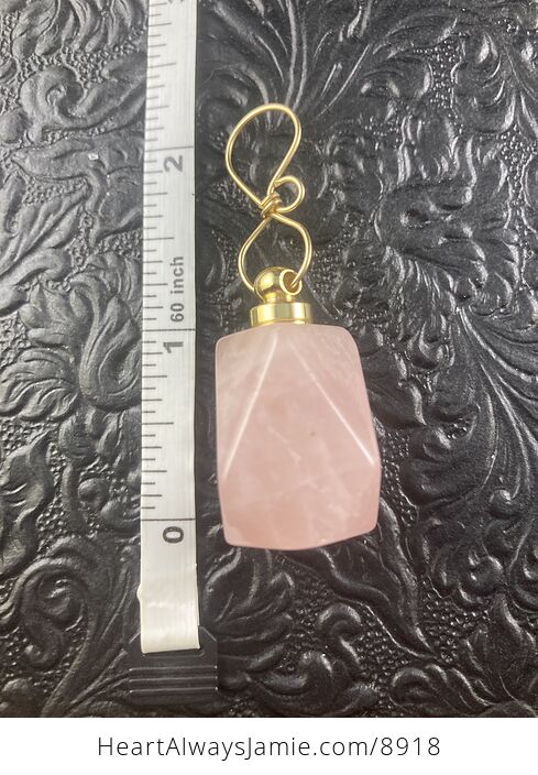 Pink Rose Quartz Stone Perfume or Essential Oil Bottle Memorial Urn Pendant Jewelry - #f8kWgZtAysQ-2