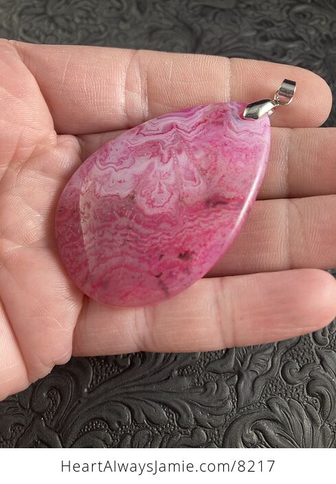 Pink Scenic Agate Stone Jewelry Pendant - #CKcEdvPi7KE-5