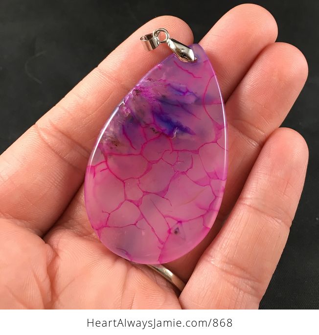 Pink Stone Agate Dragon Veins Pendant Necklace - #QDlBnhkoxSE-2