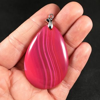 Pink Striped Agate Stone Pendant #pDL6MEEQtss