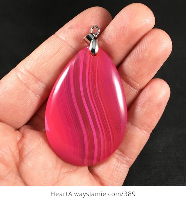 Pink Striped Agate Stone Pendant - #pDL6MEEQtss-1