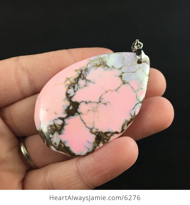 Pink Synthetic Turquoise Stone Jewelry Pendant - #9HKtVE9yo4A-3