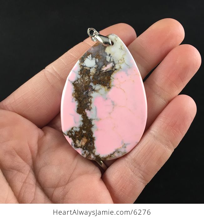 Pink Synthetic Turquoise Stone Jewelry Pendant - #9HKtVE9yo4A-6