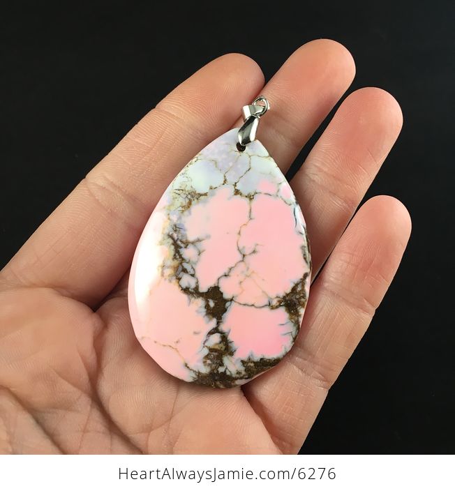Pink Synthetic Turquoise Stone Jewelry Pendant - #9HKtVE9yo4A-1