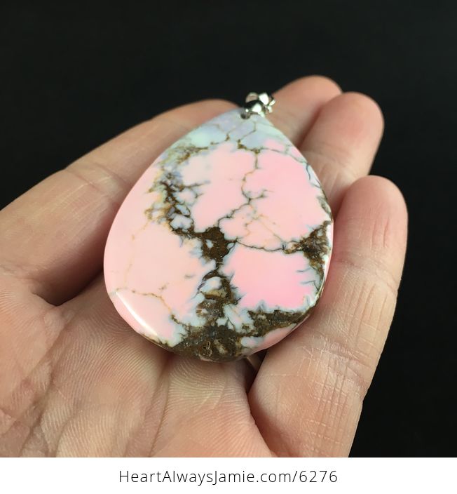 Pink Synthetic Turquoise Stone Jewelry Pendant - #9HKtVE9yo4A-2