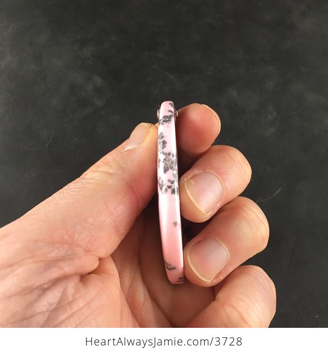 Pink Turquoise and Black Flecks Stone Pendant Necklace Jewelry - #BZ1UxKRM1Wg-2