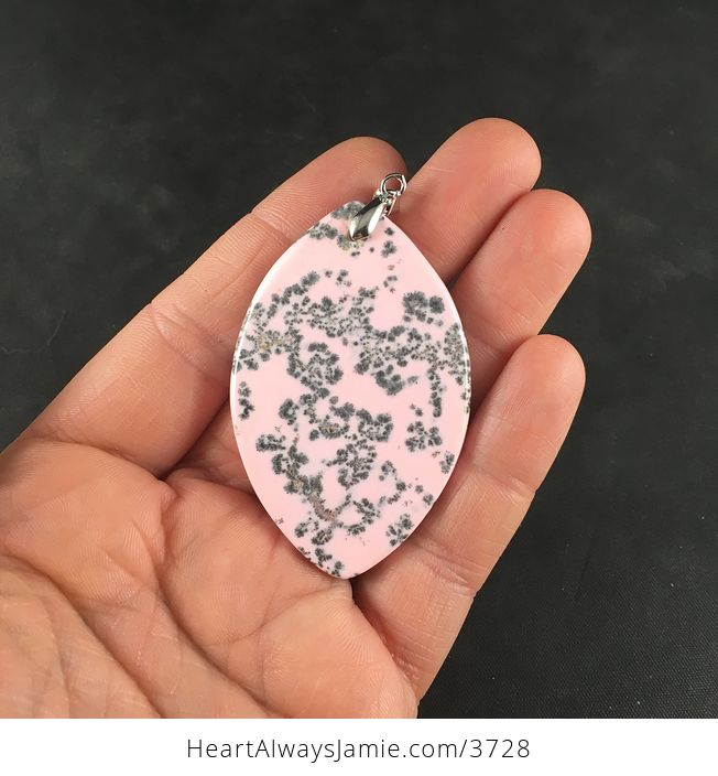 Pink Turquoise and Black Flecks Stone Pendant Necklace Jewelry - #BZ1UxKRM1Wg-3