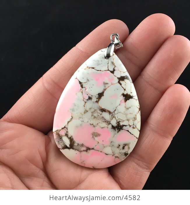 Pink White and Brown Turquoise Stone Jewelry Pendant - #1ZkRMNQ0JXE-1