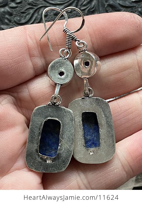 Polished Amethyst and Lapis Lazuli Crystal Stone Jewelry Earrings - #yzAImX3rCzk-6