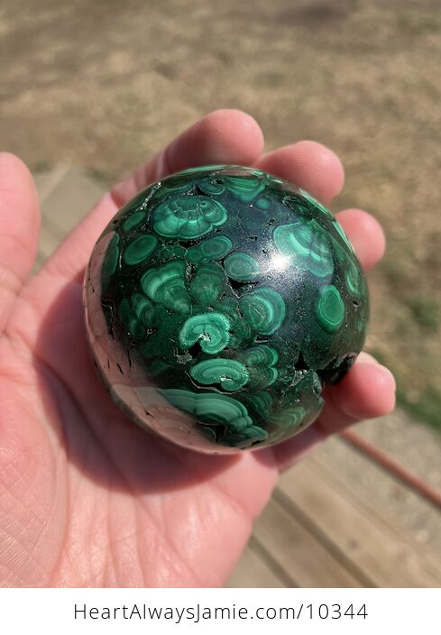 Polished Malachite Crystal Stone Sphere with Druzy - #UoQhAr5F5c4-4