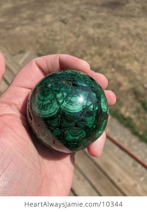 Polished Malachite Crystal Stone Sphere with Druzy - #UoQhAr5F5c4-5