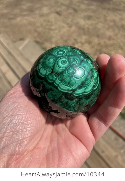 Polished Malachite Crystal Stone Sphere with Druzy - #UoQhAr5F5c4-7