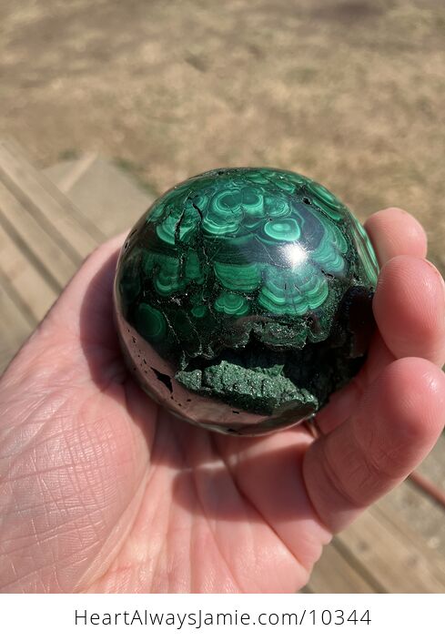 Polished Malachite Crystal Stone Sphere with Druzy - #UoQhAr5F5c4-6