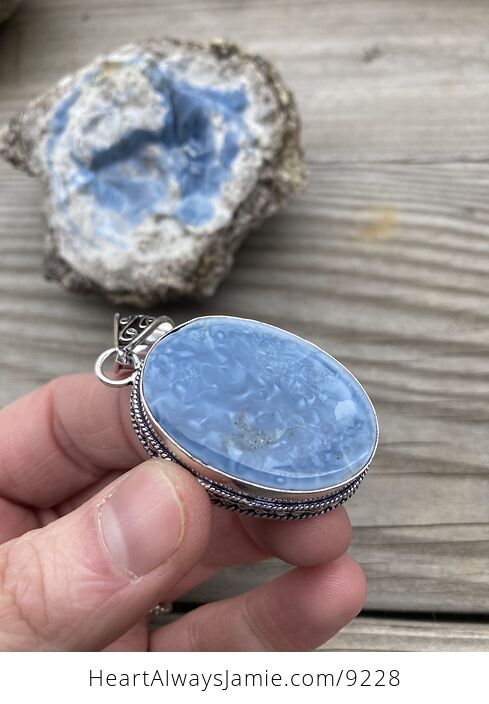 Polished Owyhee Oregon Blue Opal Pendant - #wXlWph2rKP4-4