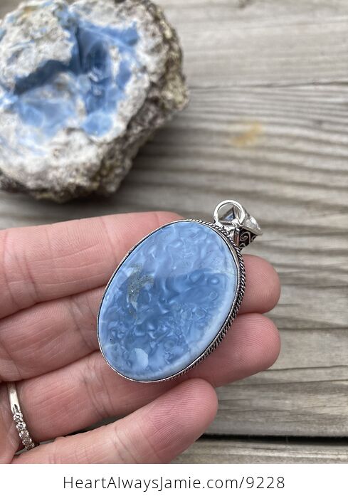 Polished Owyhee Oregon Blue Opal Pendant - #wXlWph2rKP4-3