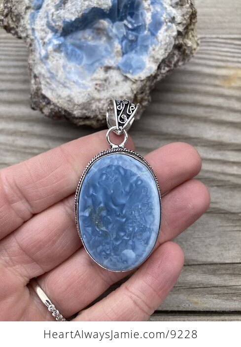 Polished Owyhee Oregon Blue Opal Pendant - #wXlWph2rKP4-1