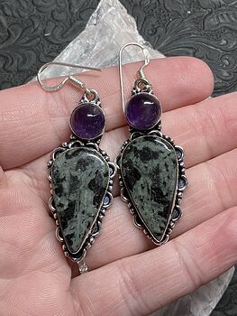 Porphyry and Amethyst Earrings Stone Crystal Jewelry #69wypByd3Ig