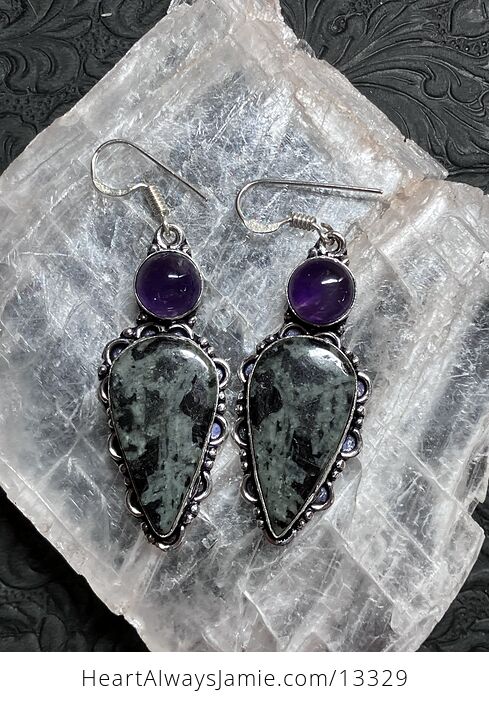 Porphyry and Amethyst Earrings Stone Crystal Jewelry - #69wypByd3Ig-2