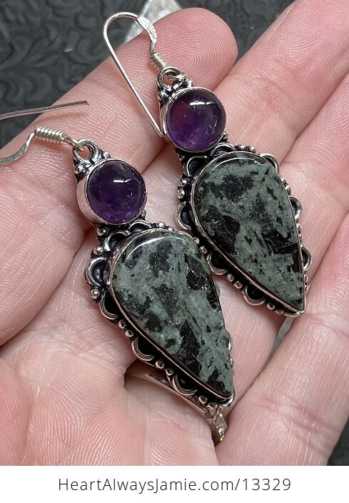 Porphyry and Amethyst Earrings Stone Crystal Jewelry - #69wypByd3Ig-4