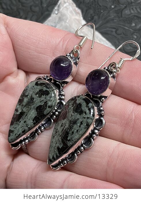 Porphyry and Amethyst Earrings Stone Crystal Jewelry - #69wypByd3Ig-5