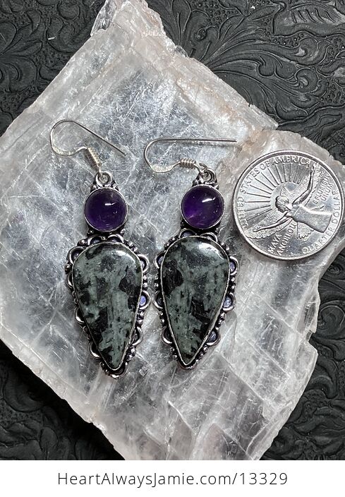 Porphyry and Amethyst Earrings Stone Crystal Jewelry - #69wypByd3Ig-3