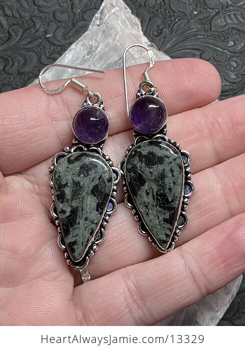 Porphyry and Amethyst Earrings Stone Crystal Jewelry - #69wypByd3Ig-1