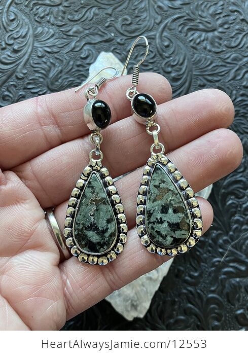 Porphyry and Black Chalcedony Onyx Crystal Jewelry Earrings - #FJUQcbNavkU-2