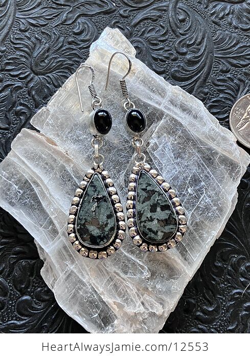 Porphyry and Black Chalcedony Onyx Crystal Jewelry Earrings - #FJUQcbNavkU-1