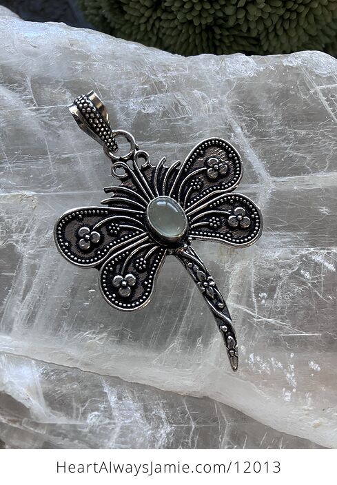 Prehnite Dragonfly Stone Jewelry Crystal Pendant - #3aeYNle81Io-1