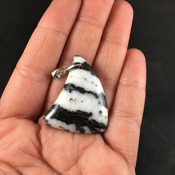 Pretty Black and White Zebra Jasper Stone Pendant #5k96zzk9HNE