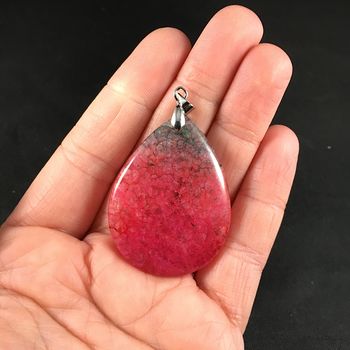 Pretty Blue and Green and Red Druzy Stone Agate Pendant #wEEKqZeBUkg