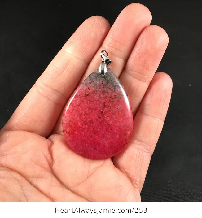 Pretty Blue and Green and Red Druzy Stone Agate Pendant - #wEEKqZeBUkg-1