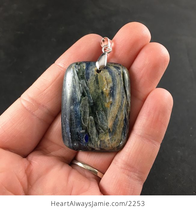 Pretty Blue and Orange Kyanite Stone Pendant Necklace - #1CLNvgCyBpA-1