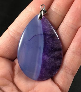 Pretty Blue and Purple Druzy Agate Stone Pendant #OFscUbOPntE
