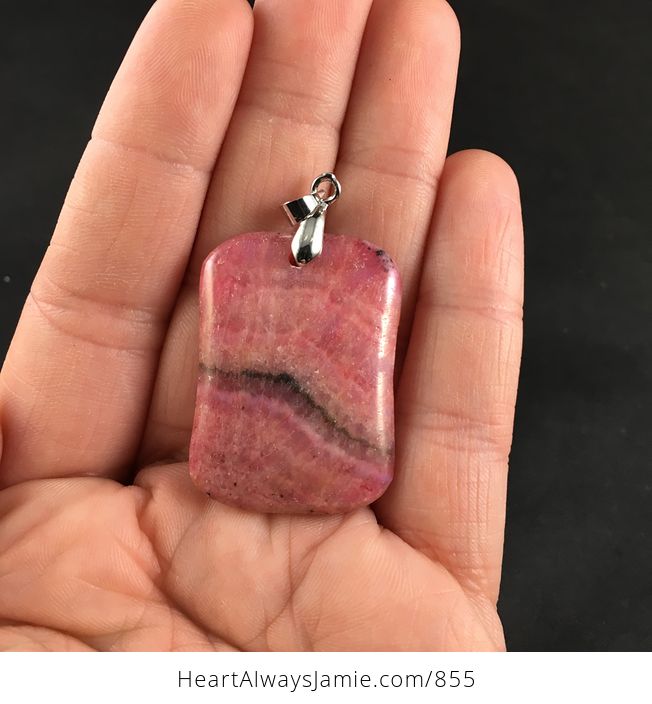Pretty Brown and Pink Argentina Rhodochrosite Stone Pendant - #0rQDEu3uaIY-1