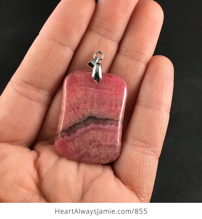 Pretty Brown and Pink Argentina Rhodochrosite Stone Pendant Necklace - #0rQDEu3uaIY-2