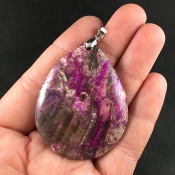Pretty Brown and Purple Rhyolite Stone Pendant #WhFmDhoiY3I