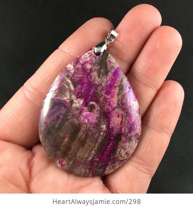 Pretty Brown and Purple Rhyolite Stone Pendant - #WhFmDhoiY3I-1