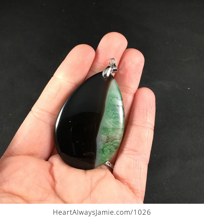 Pretty Dark Brown and Green Druzy Stone Agate Pendant - #Bcu4hJ6zAZU-1