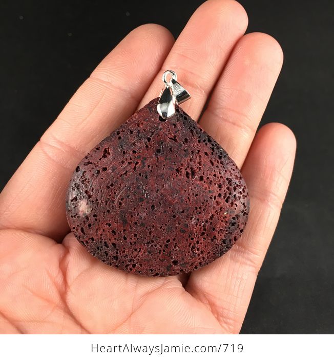 Pretty Dark Red Lava Rock Vesuvianite Stone Pendant - #U8BRu0brQ24-1