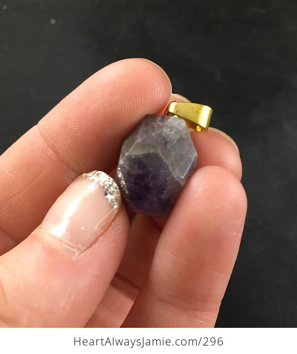 Pretty Faceted Purple Amethyst Stone Pendant Necklace - #vRmuehpLrwA-2