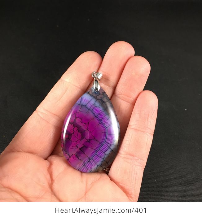 Pretty Gray Purple and Semi Transparent Dragon Veins Stone Agate Pendant - #VW1WZDLZ2o8-1
