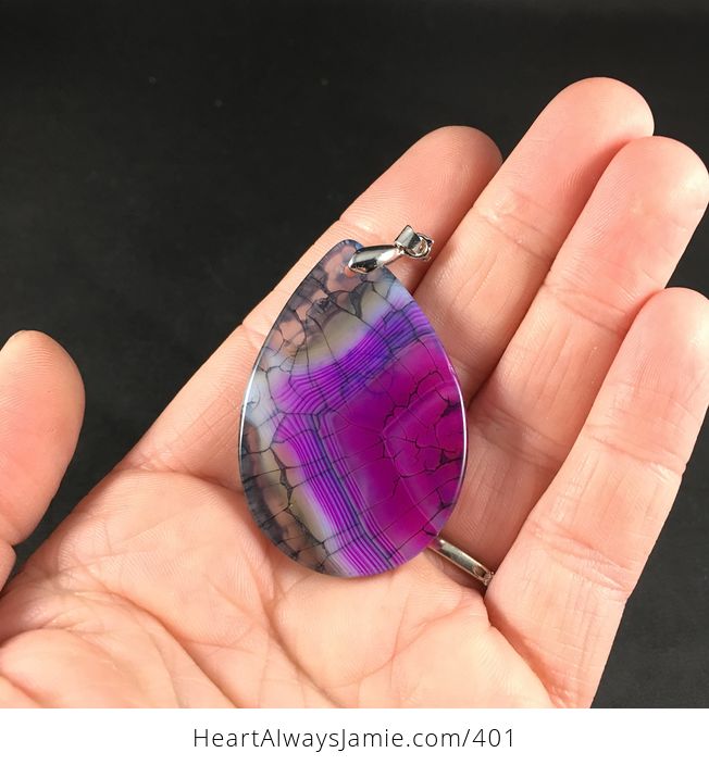 Pretty Gray Purple and Semi Transparent Dragon Veins Stone Agate Pendant Necklace - #VW1WZDLZ2o8-2