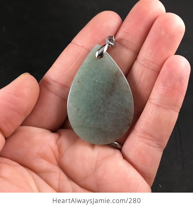 Pretty Green and Brown Aventurine Stone Pendant Necklace - #EEKKsRaog9s-2