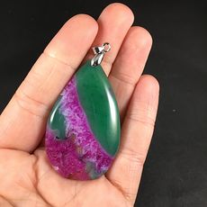 Pretty Green Purple Druzy Stone Agate Pendant #z7my3EidztE