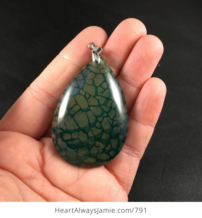 Pretty Green Semi Transparent Dragon Veins Stone Agate Pendant - #FU68au0EoW8-1