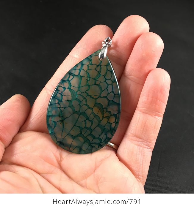 Pretty Green Semi Transparent Dragon Veins Stone Agate Pendant Necklace - #FU68au0EoW8-2