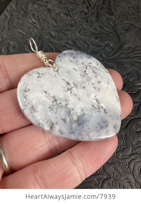 Pretty Heart Shaped African Dendrite Moss Opal Stone Pendant - #FMewh1dm6eA-6