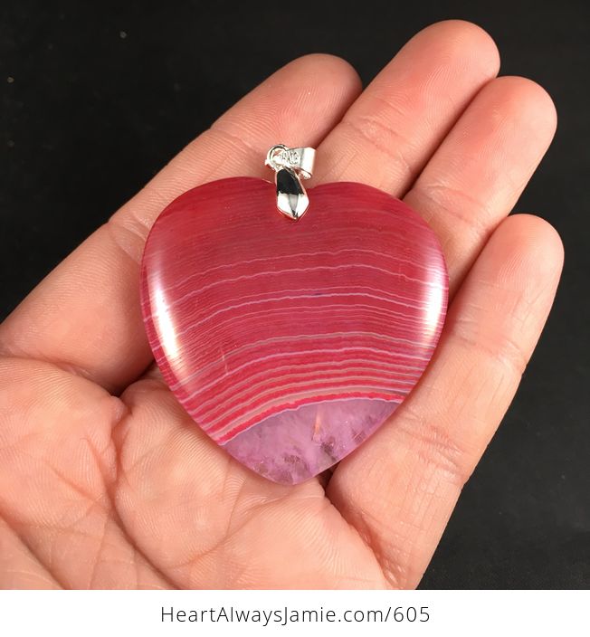 Pretty Heart Shaped Pink Druzy Agate Stone Pendant - #YfNUaMsB3Lw-1