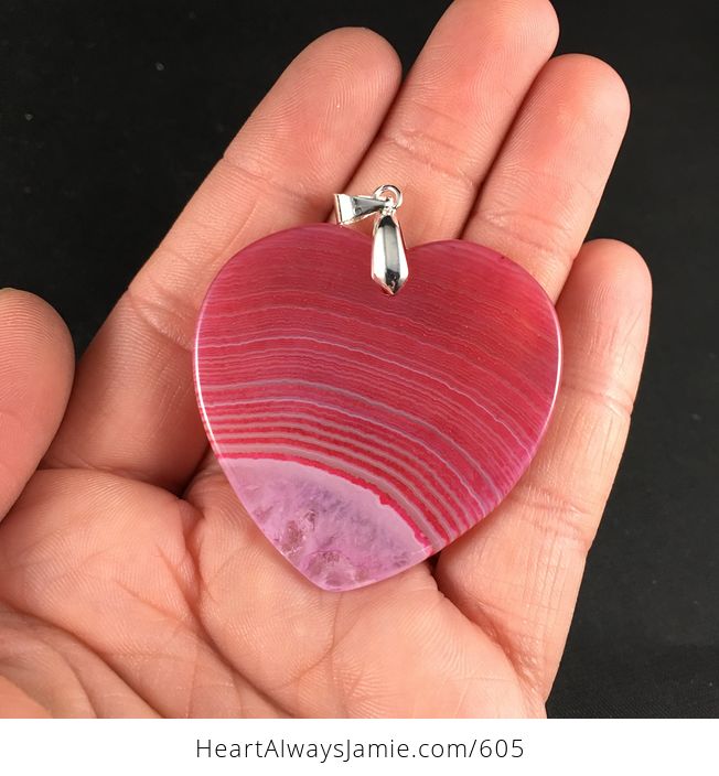 Pretty Heart Shaped Pink Druzy Agate Stone Pendant Necklace - #YfNUaMsB3Lw-2